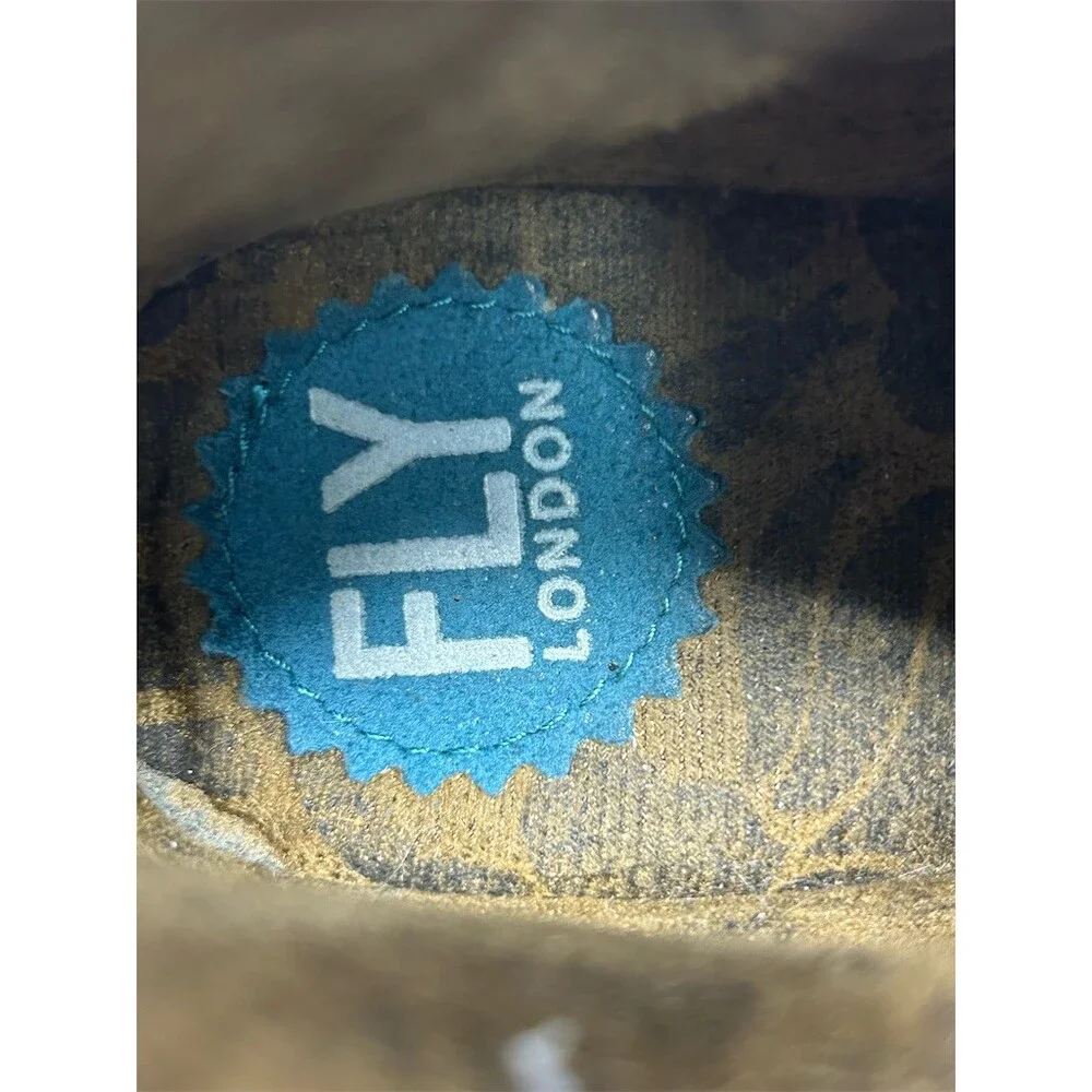 FLY London Yip Wedge Ankle Bootie Womens Teal Petrol Blue Side Zip Size 37
